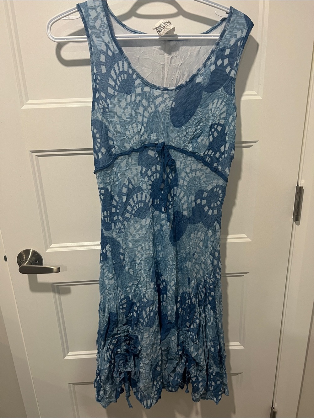 Blue Patterned Sleeveless Women's Dress
